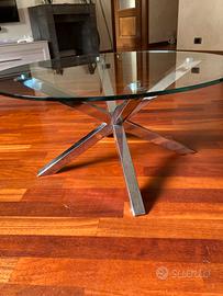 Tavolino cristallo gambe acciaio