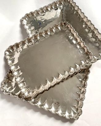 3 vassoi rett. Vintage silver plated Pessano