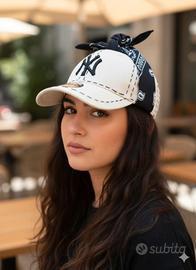 RIRI Cappello Custom NY Cream con Bandana & Cucitu