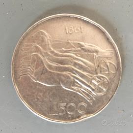 Moneta 500 lire "Unità d'Italia" in argento 
