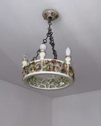 Lampadario Ferro e Ceramica