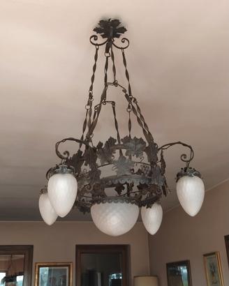 lampadario ferro battuto 