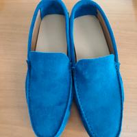 scarpe mocassino eleganti uomo vera pelle blu n.40