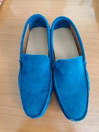 scarpe mocassino eleganti uomo vera pelle blu n.40