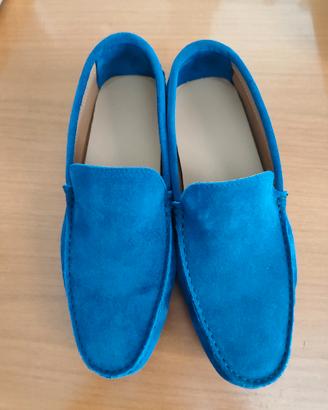 scarpe mocassino eleganti uomo vera pelle blu n.40