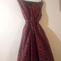 Abito stile PIN UP, stampa a ciliegie. 100%cotone
