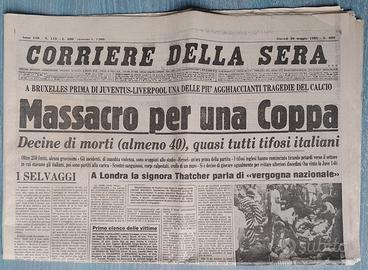 Giornale Strage Heysel Corriere Coppa Campion 1985