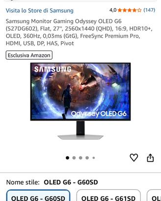 Monitor  samsung 360hz oled 2k