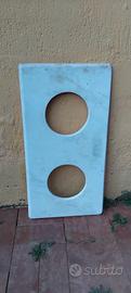 Top in marmo bianco per lavabo con due vasche