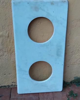 Top in marmo bianco per lavabo con due vasche
