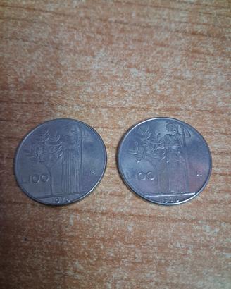 coppia monete 100 lire 1978 Minerva 