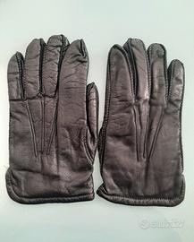 Guanti in pelle neri con interno beige