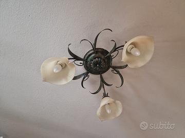 Lampadario artigianale in ferro battuto