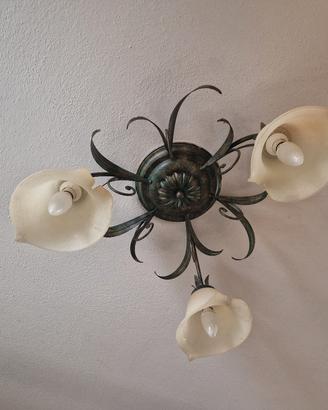 Lampadario artigianale in ferro battuto