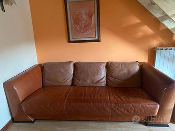 DIVANO PELLE BAXTER 4 POSTI PELLE CUOIO
