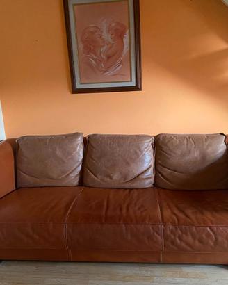 DIVANO PELLE BAXTER 4 POSTI PELLE CUOIO