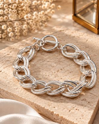 maestoso bracciale argento 925 donna maglia larga 