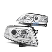 FARI PER AUDI A6 4F 04-08 TUBE LIGHT FONDO CROMATO