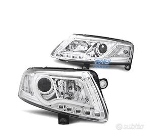 FARI PER AUDI A6 4F 04-08 TUBE LIGHT FONDO CROMATO