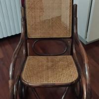 Sedia a Dondolo in legno e paglia di Vienna