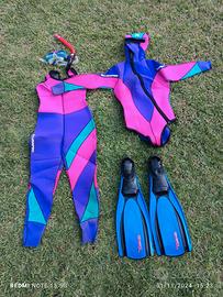 muta e pinne da sub da donna 