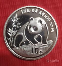 CINA - 10 Yuan -"Panda"- 1 oz. argento FdC