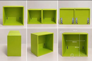 Set 2 mensole cubo da parete verde lime