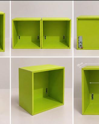 Set 2 mensole cubo da parete verde lime