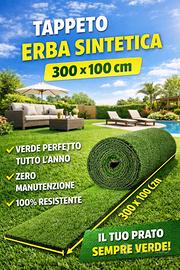 3 ROTOLI ERBA SINTETICA cm 300x100 8 mm