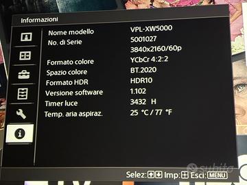 Videoproiettore Sony Vpl xw5000 laser 4k hdr