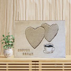Quadro su tela in rilievo - Cuori e caffè 40x30