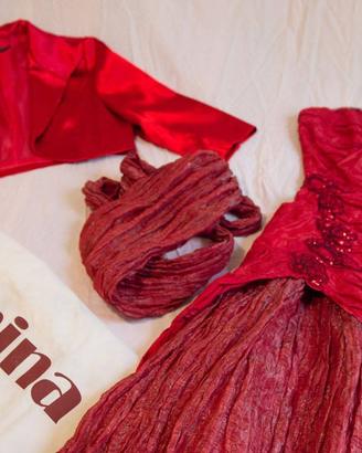 Vestito da sposa/cerimonia rosso bordeaux