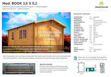 Casetta in legno garage 3.5x5.2 sp. 28mm blokhouse