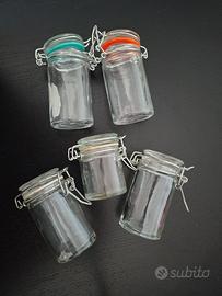 Set 5 jar in vetro boccette contenitori ermetici