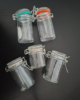 Set 5 jar in vetro boccette contenitori ermetici