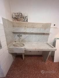 Lavello alla genovese in marmo di Carrara completo