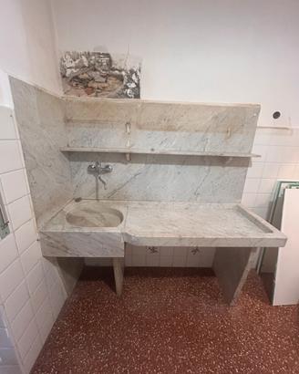 Lavello alla genovese in marmo di Carrara completo