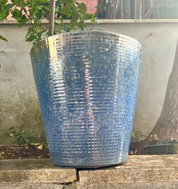 Vaso in ceramica blu lucido 30x32
