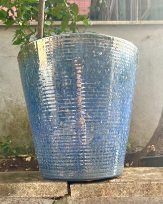 Vaso in ceramica blu lucido 30x32