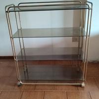 carrello ottone con piani in vetro