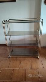 carrello ottone con piani in vetro