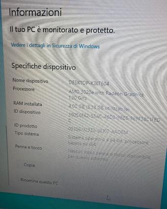 Computer HP portatile win 10