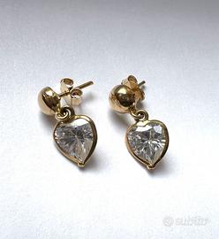 orecchini oro 18 kt con zirconi naturali  gr 3.30