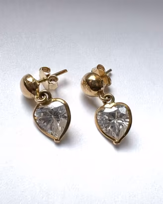 orecchini oro 18 kt con zirconi naturali  gr 3.30