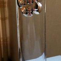 Vaso in vetro con decorazione argento. 