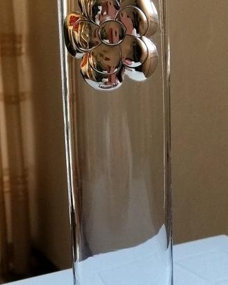Vaso in vetro con decorazione argento. 