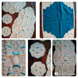 Centrini anni '40 ricamo turchese