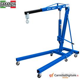 Gru idraulica Pieghevole 2T da officina. Blu