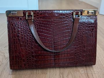 Borsa vintage in vera pelle di coccodrillo 