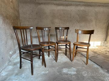 Set 4 sedie legno cucina vintage